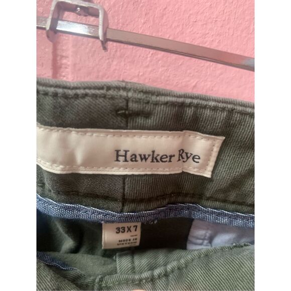 Hawker Rye Men's Essential Wash Chino Shorts Olive Green Size 33 x 7 - Picture 4 of 7